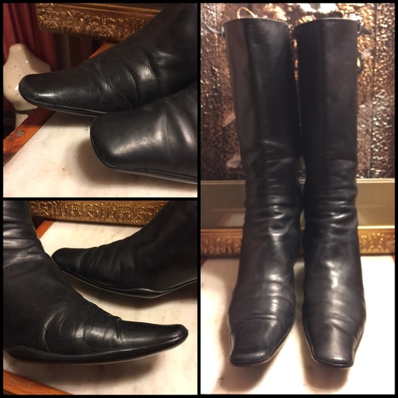 SALE🌷6.5- PRADA BLACK ITALIAN LEATHER BOOTS - Picture 3 of 8